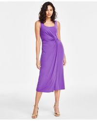Anne Klein - Midi Dress O-Ring Sleeveless Square Neck Fts1281 - Lyst