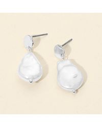 Fashnzfab - Organic Shape Pearl Drop Dangle Earrings - Lyst