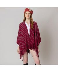 TRUEDAMES - Zebra Patterned Crochet Poncho - Lyst