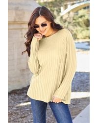 TRUEDAMES - Basic Bae Full Size Ribbed Round Neck Long Sleeve Knit Top - Lyst