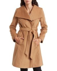MICHAEL Michael Kors - Wool Belted Wrap Solid Camel Coat - Lyst