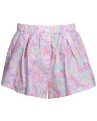 For Love & Lemons - Kennedy Floral-Print Cotton-Poplin Shorts - Lyst