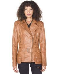 Infinity Leather - Long Leather Biker Jacket-Quito - Lyst