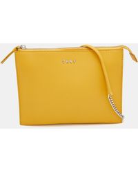 DKNY - Mustard Leather Top Zip Crossbody Bag - Lyst