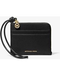 MICHAEL Michael Kors - Michael Kors Jet Set Small Pebbled Leather Card Case Wristlet - Lyst