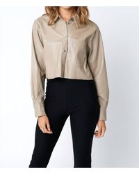 Olivaceous - Bette Cropped Faux Leather Button Down - Lyst
