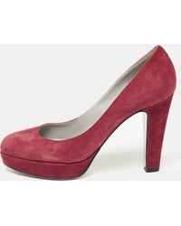 Sergio Rossi - Burgundy Suede Platform Pumps - Lyst