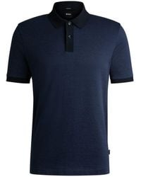 BOSS - Mercerized-Cotton Polo Shirt With Micro Pattern - Lyst