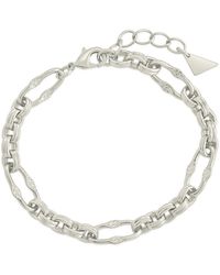 Sterling Forever - Tegan Textured Long Link Bracelet - Lyst
