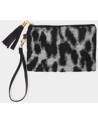 Fashnzfab - Leopard Patterned Pouch Bag With Wristlet - Lyst