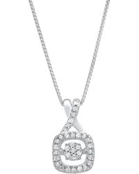 MAX + STONE - Dancing Diamond Xoxo Cushion Pendant Necklace In 925 Sterling Silver (1/10 Ct. Tw.), 18" N 925 Sterling Silver - Lyst