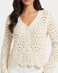 Pol - Soft Scallop Knitted V-Neck Cardigan - Lyst