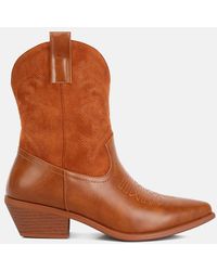 LONDON RAG - Hasting Patchwork Detail Low Heel Cowboy Boots - Lyst