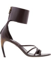 Ferragamo - Ferragamo Clethra Curve Heel Leather Sandals - Lyst