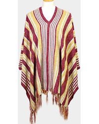 TRUEDAMES - Striped Fringe Edge Poncho Sweater - Lyst
