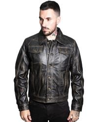 Infinity Leather - Retro Leather Trucker Jacket-Constantine - Lyst