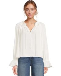 Madewell - Nayla Boho Top Winter Split Tie Neck Blouse Gbo1284 - Lyst
