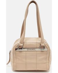 Chanel - Square Quilt Caviar Leather Lax Bowler Bag - Lyst