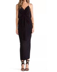 MISA Los Angles - Domino V-Neck Knot Front Maxi Dress - Lyst