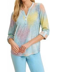 Fdj - 3/4 Sleeve Henley Top - Lyst