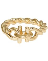 Ferragamo - Torchon Engraved Logo Brass Ring - Lyst