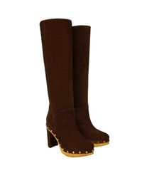 Veronica Beard - Glendale Suede Clog Knee Boots - Lyst