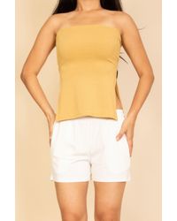 TRUEDAMES - Strapless Ribbed Side-Slit Flare Top - Lyst