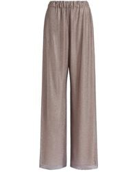 Alberta Ferretti - Wide Leg Crystals Net Trousers - Lyst
