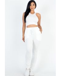 TRUEDAMES - Fashnzfab Crop Tank Top & Ruched Pants Set - Lyst