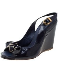 Baldinini - Leather Bow Wedge Ankle Strap Sandals - Lyst