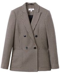 Reiss - Ella Wool-Blend Textured Check Blazer - Lyst