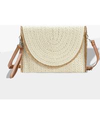 Fashnzfab - Frayed Trip Two Tone Straw Clutch Crossbody Bag - Lyst
