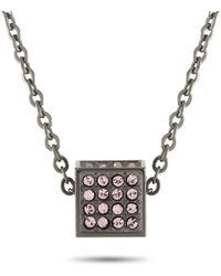 Calvin Klein Rocking Gray Pvd Plated Stainless Steel Light Amethyst Crystal Necklace - Metallic