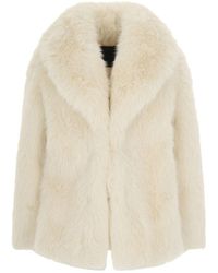 Liu Jo - Cream Faux Fur Coat - Lyst