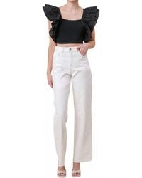 Line & Dot - Mara Short Flutter Sleeves Top - Lyst