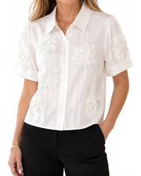 A.Z.I. - Flower Button Up Blouse - Lyst