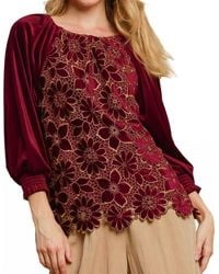 Umgee - Floral Lace Velvet Top - Lyst