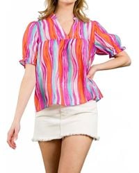 Thml - Stripe Print Short Sleeve Top - Lyst