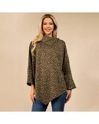 TRUEDAMES - Cozy Leopard Pattern Printed Poncho - Lyst