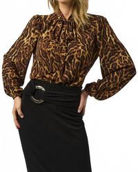 Joseph Ribkoff - Animal Print Georgette Puff Sleeves Top - Lyst
