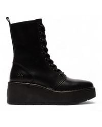 Fly London - Hait273 Leather Lace-Up Chunky Platform Ankle Boots - Lyst
