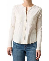 Lilla P - Mandarin Collar Button Down Shirt - Lyst