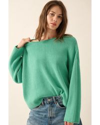 TRUEDAMES - Solid Rib-Knit Oversized Boatneck Sweater - Lyst