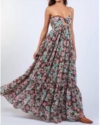 Sky To Moon - Floral Flowy Strapless Maxi Dress - Lyst