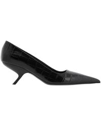 Ferragamo - Ferragamo Eva 55 Croc-Embossed Leather Pumps - Lyst