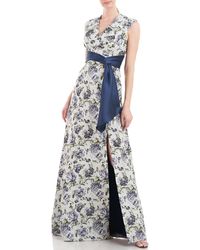 Kay Unger - Ansley Floral Pleated Evening Dress - Lyst