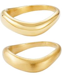 Adornia - Tarnish Resistant 18K Plated Nesting Curved Band Set - Lyst