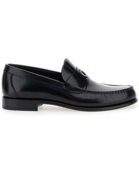 Ferragamo - Bart Leather Loafers With Embossed Gancini Detail - Lyst