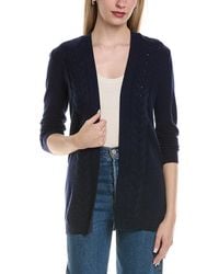 Sofiacashmere - Braided Cable Wool & Cashmere-Blend Cardigan - Lyst