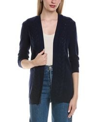 Sofiacashmere - Braided Cable Wool & Cashmere-Blend Cardigan - Lyst